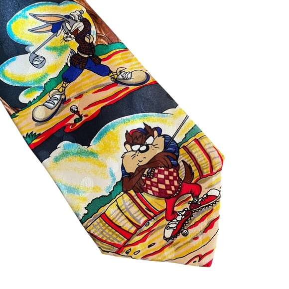 Looney‎ Tunes Mania Silk Tie Golf Theme Vintage - Picture 2 of 6